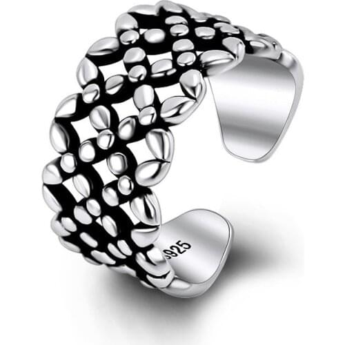 Vintage Silver Color Big Hollow Rings For Women Jewelry Beautiful Finger Open Rings For Party Birthday Gift