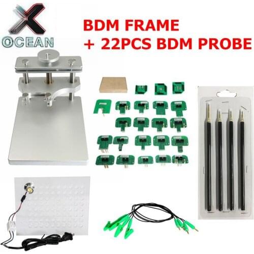 Metal LED BDM Frame with 22pcs BDM adapters for V2 V7.020 V5.017 BDM Probe 22PCS Adapters Full Set LED BDM Frame