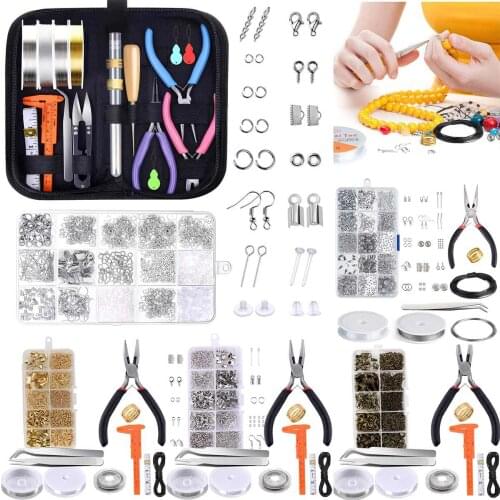DIY Necklace Bracelet Earrings Set Open Jump Ring/Lobster Clasp/Tail Chain/Drop Handmade Jewelry Making Starter Kit 705-1072PCS
