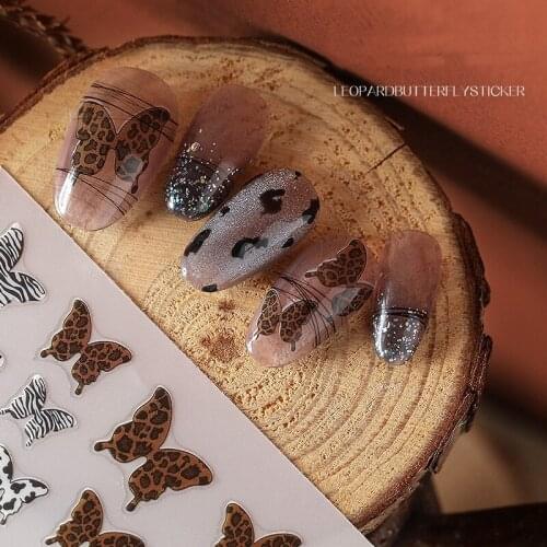3DLeopard Print Butterfly Henna Decal Decorative Nail Art Paper Manicure