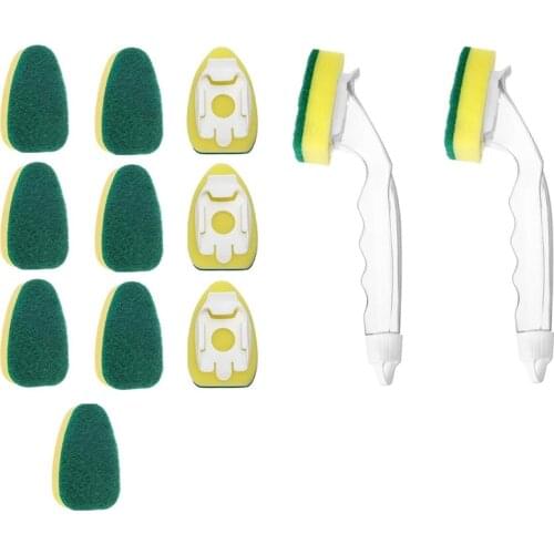 New Heavy Duty Dish Wand Sponge Brush, Non-Scratch Kitchen Scrub Brush for Dish,Sink Cleaning Sponges Handle