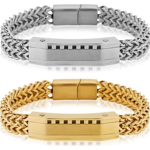 Charm Male Jewelry Double Row Stainless Steel Mesh Keel Chain Link On Hand Mens Bracelets Homme Wristband Punk Roker Armbanden