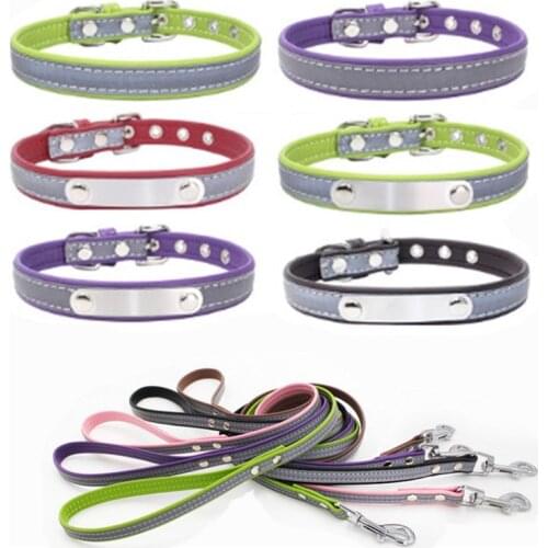 Reflective Fiber Dog Collars Personalized Custom Engraved Dog Products Stainless Steel Metal Buckle Collar For Dogs