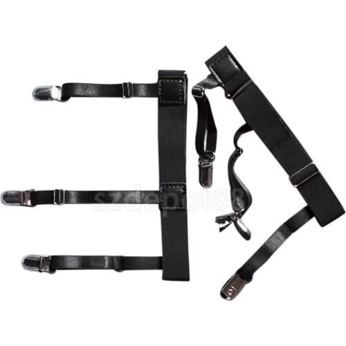 Pair Men Women Shirt Socks Stays Holders Leg Thigh Elastic Garter Belt with Non-slip Duck-Mouth Buckle