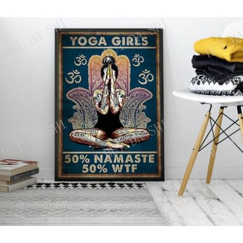 Yoga Poster - Yoga Girls 50 Namaste 50 WTF Poster, Yoga Inhale Exhale Wall Art, Vintage Yoga Poses print, Yoga Practice Poster