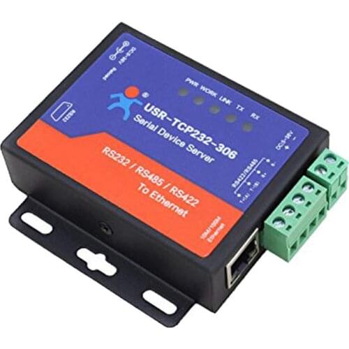 Serial RS232/RS485/RS422 to Ethernet TCP/IP Server with DHCP and Built-in Webpage