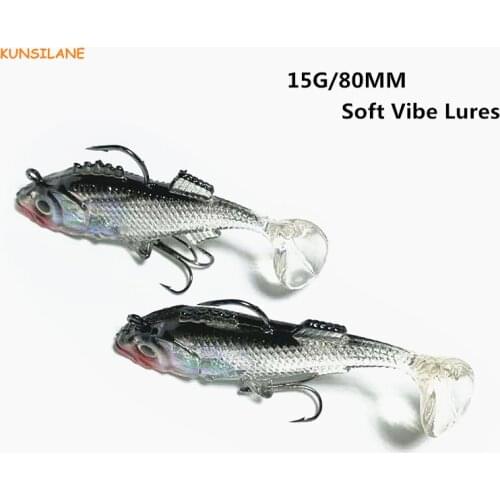 2pcs/lot Soft Plastic Vibe Fishing Lure 15g 80MM Jig Heads Flathead Bream Soft Artificial Bait Fishing Lure Mullet paddle tail