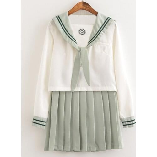 2020 Anime School Uniform Cosplay Clothing For School Girls Long Short Sleeved Tops Pleated Skirt Sailor Suits