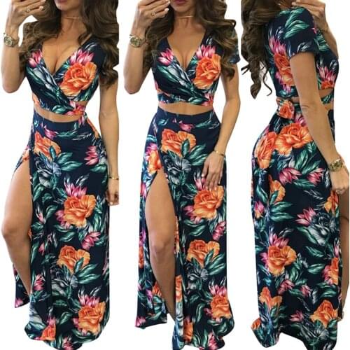 2021 Summer Womens Two-piece Printed Skirt Suit, Bandage, Long Skirt, Two-piece Suit For Women, Two-piece Skirt, Two-piece