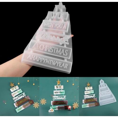 1pcs Merry Christmas Tree Crystal Doorplate Epoxy Resin Mold Listing Decoration Silicone Mold For DIY Casting Resin Mold Tools
