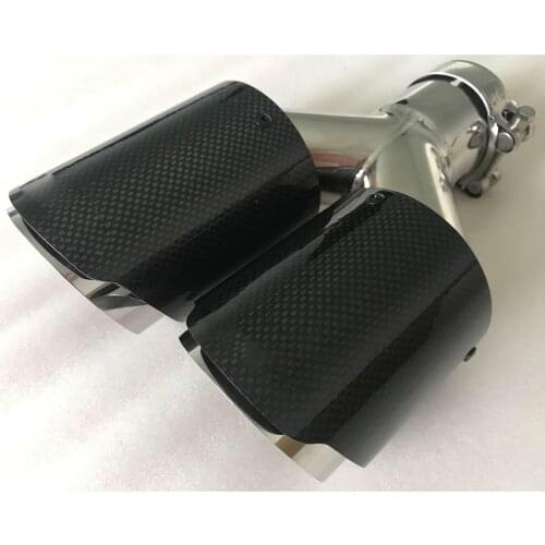 1PC Right Side car Model Dual Carbon fiber stainless steel universal Auto exhaust tip end muffler tip With A Logo For BMW E93
