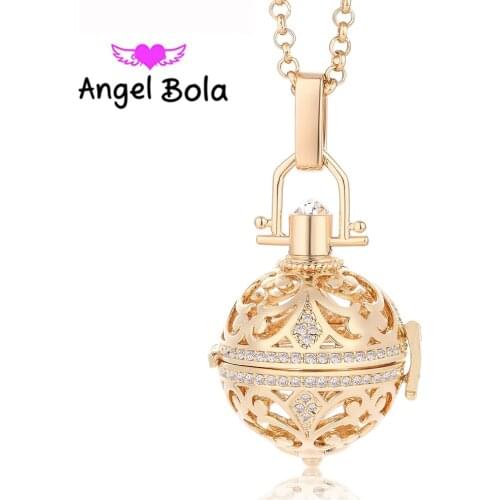 10Pcs/Wholesale Angel Bola Ball Crystal Hollow Engelsrufer Cage Necklaces Pendants for Happy Woman Gift Pryme Jewelry 24mm L048
