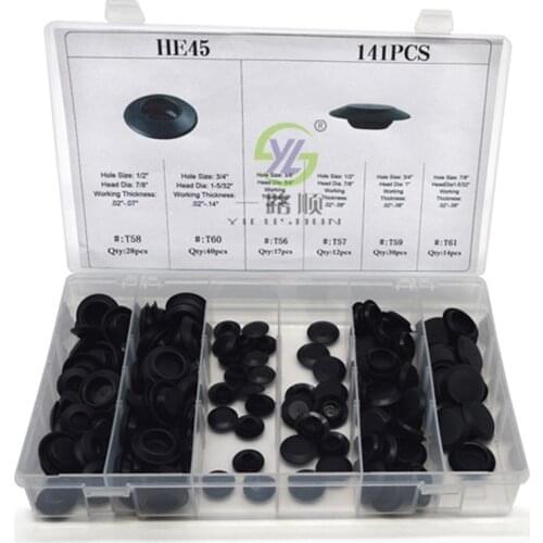 141 Piece Automotive Body Plastic Plug Button Flush Mount Sheet Metal Plug Assortment 6 Sizes