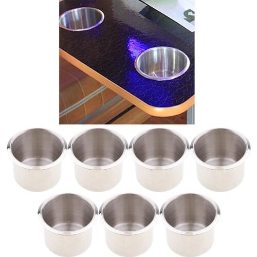 7Pcs Chrome Polished Metal Rustproof Stainless Steel Cup Drink Holder for RV Boat Marine Camper Trailer Motorhome