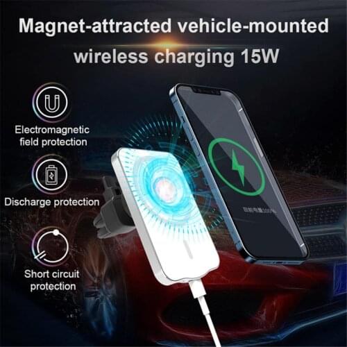 Car Wireless Charger Magnetic Aluminum Alloy Quick Charging Adsorption Clip Phone Holder Wireless Charging Car Accessories