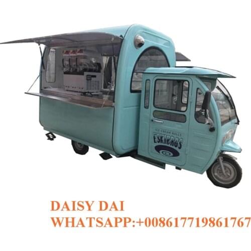 Commercial Street Mobile Coffee Ice Cream Tricycle Fast Food Truck Cart For Sale