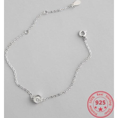 S925 Sterling Silver Personality Simple Geometric Hexagonal Screw Micro-inlaid Zircon Bracelet Jewelry