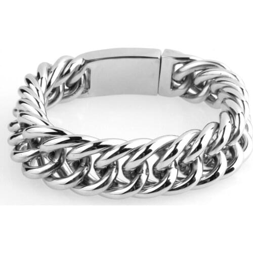 19mm Charming 316L Stainless Steel Jewelry Miami Cuban Curb Chain Gift Men Women Bracelet Bangle Xmas Gift New Buckle