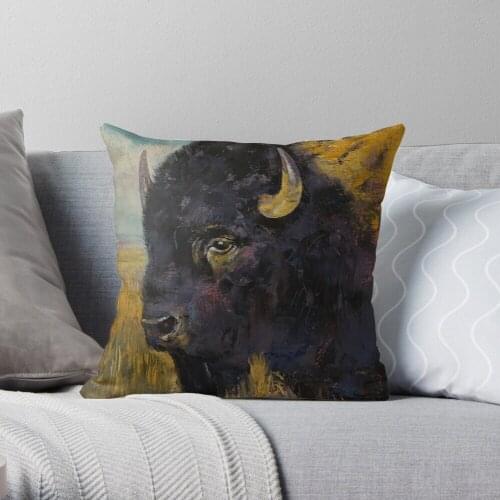 Bison Throw Pillow Cushion Cover Polyester throw pillows case on sofa home living room car seat decor 45x45cm