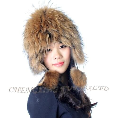 CX-C-114B Fashion Design Genuine Quality Raccoon Fur Winter Hat Girls