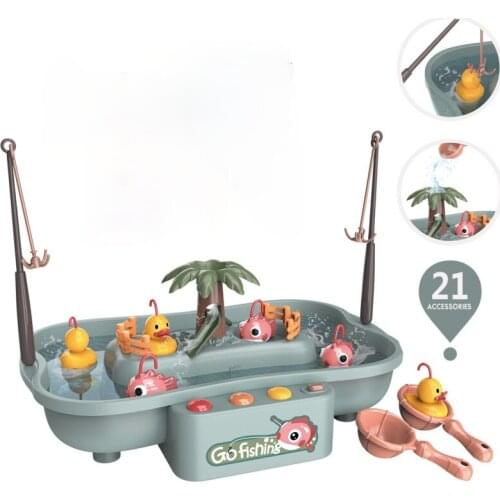 2021 Child Toy Magnetic Fishing Music Electric Circulation Fishing Duck Fishing Platform Water Play Game Toys for Kids Gift