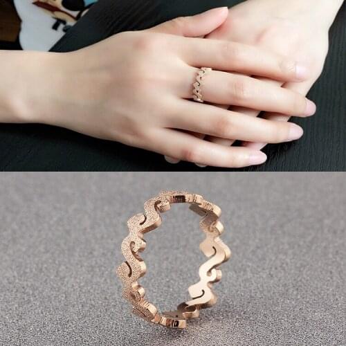 Hot Fashion Rose Gold color Titanium Steel Letter S Shape Cheap Finger Rings / Women Rings for Party US size 3 to 10 Available