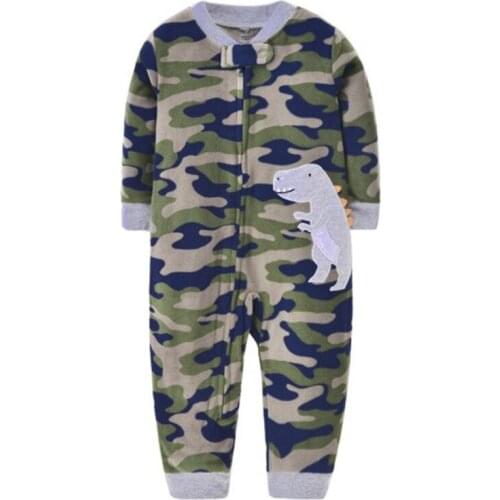 Fashion Dinosaur Baby Boys One-piece Soft Freece Kids Stay At Home Romper Newborn Infant Girls Pajamas Baby Clothes