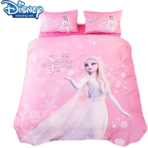 Disney Flannel pink Princess Frozen Elsa comforter bedding set for girls duvet covers Twin queen bedspread fitted sheet 5pcs