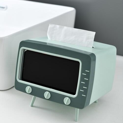 Creative 2 In 1 Tissue Box Office Desk Box Creative Tv Appearance With Phone Stand Lazy People Portable Toilet Paper Holders