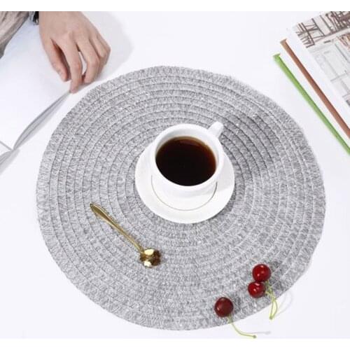 Round PVC Placemats For Dining Table Decoration Accessories Washable Insulation Non-Slip Kitchen Table Mat 15In