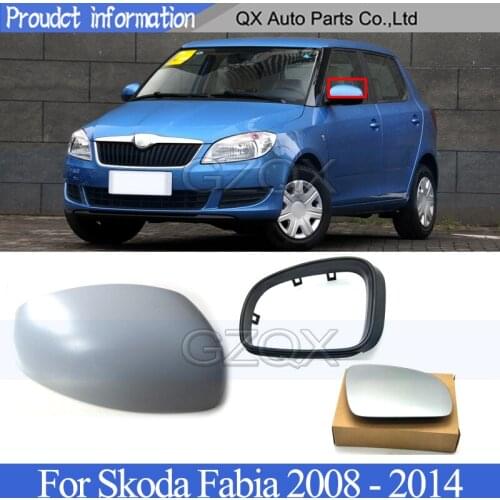 CAPQX Rearview Mirror Cover Shell frame lens For Skoda Fabia 2008 2009 2010 2011 - 2014 Outside Mirror Cover Lid Housing lens
