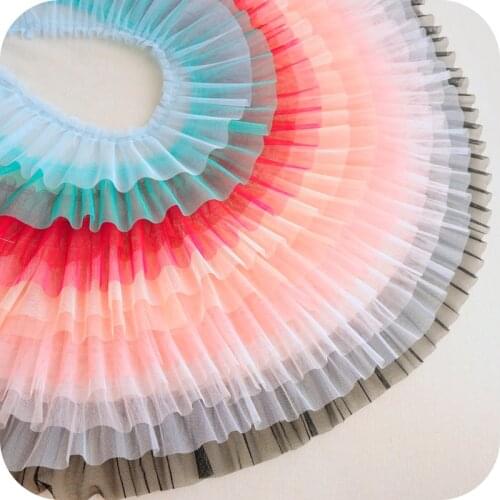 Hot Wide 10cm Elastic Pleated Chiffon Tulle Lace Folded Sewing Applique Guipure DIY Handcrafts Skirts Wedding Dresses Decoration
