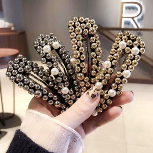 Fashion Simulated Pearl Hair Pins Barrette For Women Korean Jewelry Girl Headdress Gold Silver Clip Hairpins Accesorios Mujer