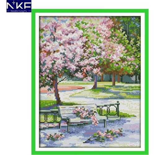 NKF The spring in the park scenery style needlepoint Christmas stocking counted cross stitch embroidery sets for home decoration