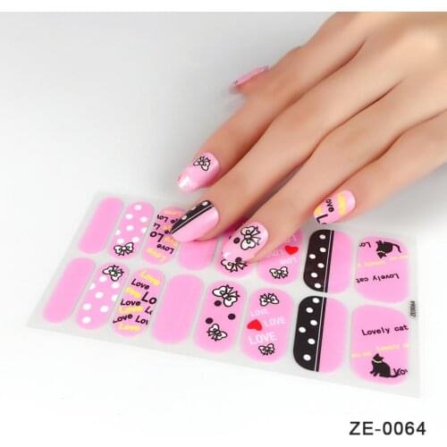 16Tips/Sheet Valentines Nail Art Stickers for Decoration Romantic Cat Leopard Decals Personality Nail Wraps Manicure DIY Beauty