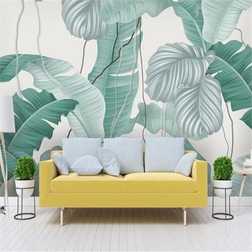 Custom 3D Photo Mural Large Hand Painted Tropical Plant Leaves Wall Painting Restaurant Living Room Hotel Decor Wallpaper Murals
