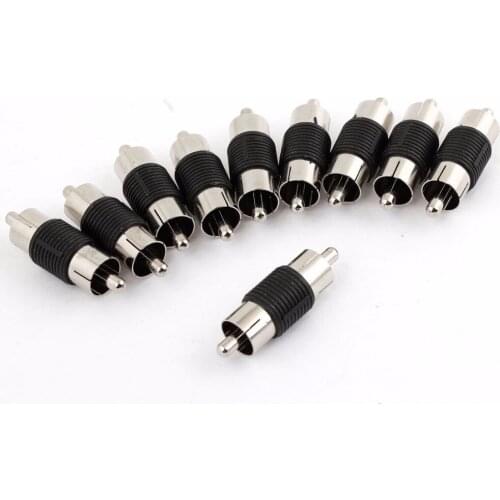 Nickel Plated Straight Audio AV RCA Male to Male Couplers Joiner Barrel Connector Adapters