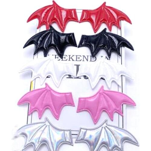 20PCS/LOT 6*3.5cm New Leather Wing Appliques Little Devil Leather Wing Accessories Cartoon Hat Decoration Materials DIY Patches