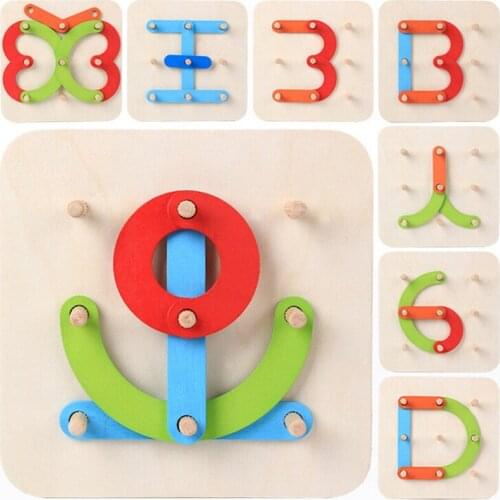 2020 New Geometric Shape Column Set Digital/Letter/Animal Puzzle Wooden Toys Baby Imagination Educational Toys Board Sort Game