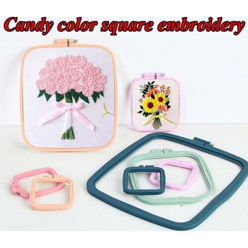 Embroidery Circle Smooth Candy Color Embroidery Hoop ABS Embroidery Hoop Cross Stitch Accessories Square Embroidery Hoop