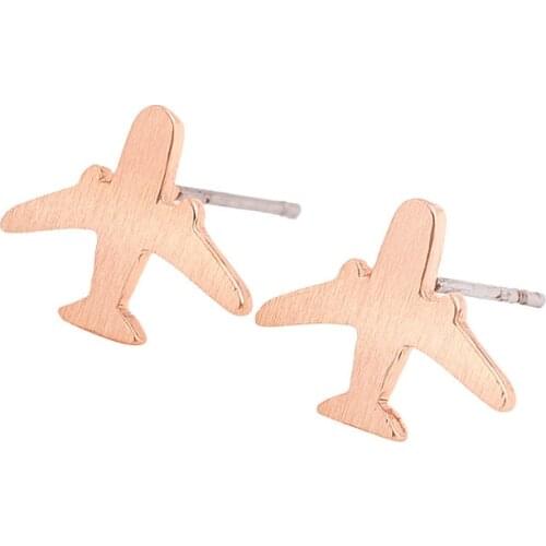 Wholesale 10Pairs Brushed Tiny Airplane Earring Studs Cute Brincos Jewellery Earring For Women Kids