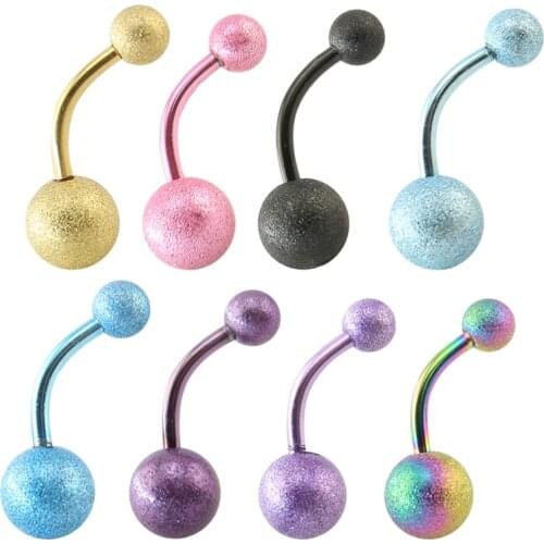 Buttons Piercing Nombril Acier Chirurgical Piercing Navel Body Piercing Rough Emery Industrial Piercing 8 Colors Belly Bars