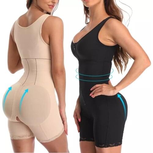 Full Body Shaper Bodysuit Zip Waist Lace Trainer Slimming Corset Open Crotch Control Shapewear Large Size Butt Lifter Underwear