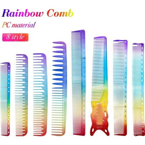 Rainbow Hair Comb Double Head Detangled Comb Heat Resistant Anti-Static Hairdressing Haircut Comb Professional Hair Styling Tool