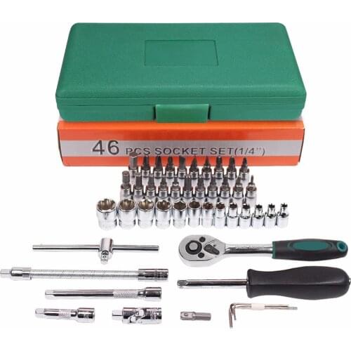 Hand Tool Socket Wrench Set Chrome Steel Ratchet Spanners Car Repair Tool Kit Key Set Ratchet Wrench Dashboard Removal Tool