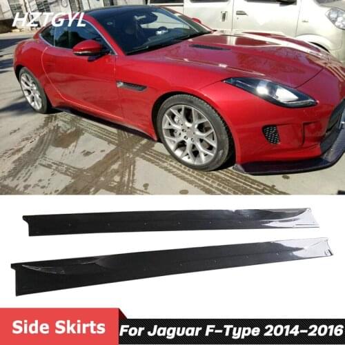 High Quality 2 PCS Carbon Fiber Side Skirts Extensions Lip For Jaguar F-Type Car Refitting 2014-2016