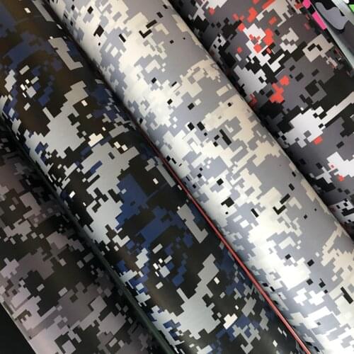 Premium Blue Black white orange Digital Camouflage Vinyl Film Motorcycle Car Wrap Foil Adhesive Pixel Military Camo Sticker