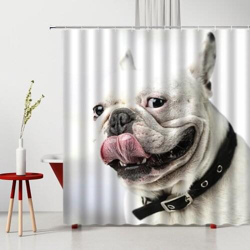 Waterproof Shower Curtains Set Animal Dog Funny English Bulldog Pattern Bathtub Decorative Hanging Curtain Multiple Size