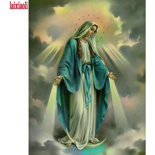 Full round diamond embroidery 5d diy magic diamond painting virgin maria Our Lady religious cross stitch rhinestone decoration