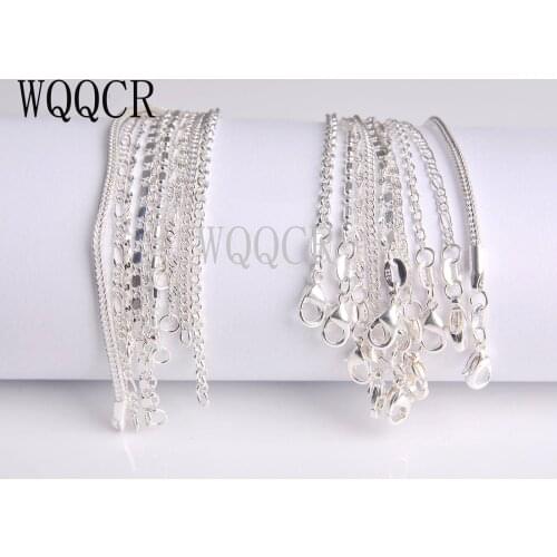 WQQCR 16-30Inches 10PCS Mixing Of Mixed Jewelry For DIY Making 925 Silver Filled Necklace Chain Water Wave Chain Figaro O Chain